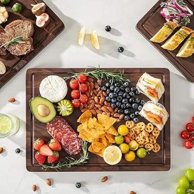 THETCHRY Walnut Wood Cutting Board Set, End Grain Cutting Board for Kitchen — view 3