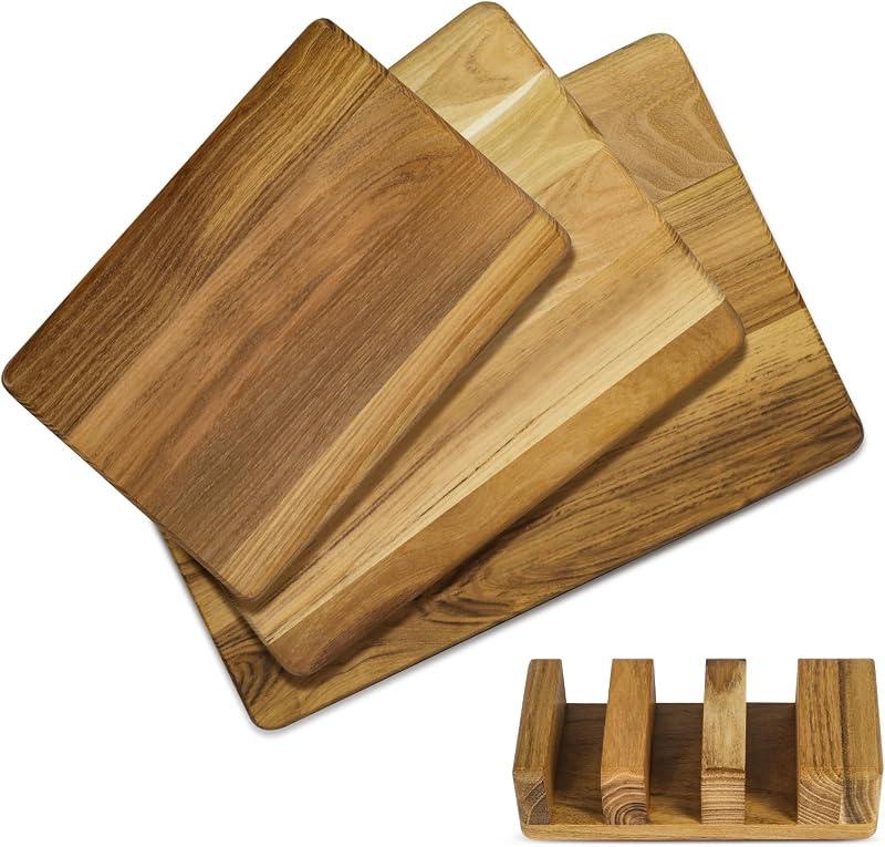 Teak Cutting Boards Set of 3, Wooden Chopping Board