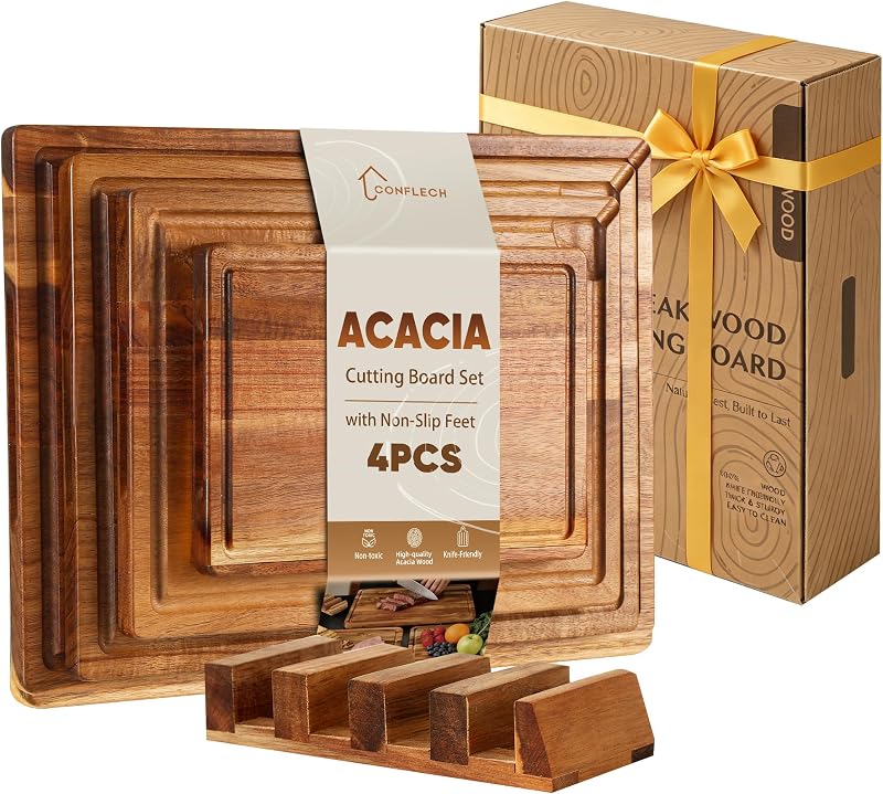 4 Pack Acacia Wood Cutting Board Wooden Cutting Boards For Kitchen