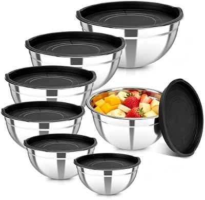 Stainless Steel Mixing Bowls with Lids, 7-Piece Nesting Bowl Set — view 2