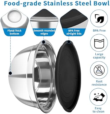 Stainless Steel Mixing Bowls with Lids, 7-Piece Nesting Bowl Set — view 4