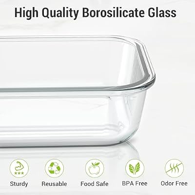 Dealusy 10 Sets 36 oz & 12 oz Glass Food Storage Containers with lids, Gray — view 4
