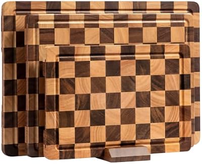 Checkered Cutting Board Set, Walnut Wood Cutting Boards for Kitchen — view 2