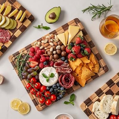 Checkered Cutting Board Set, Walnut Wood Cutting Boards for Kitchen — view 3