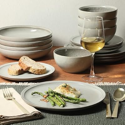 Gibson Elite Beckett Stoneware Matte Reactive Glaze 16 Piece (Service for 4) Plates and Bowls Dinnerware Set… — view 3