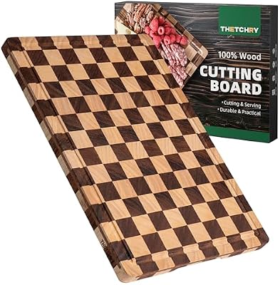 THETCHRY Cutting Boards for Kitchen, Checkered Wooden Chopping Board Structural Upgraded, Walnut Cutting Boar… — view 2