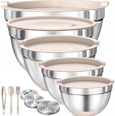 Four Flowers Stainless Steel Mixing Bowls with Lids, 11-Piece Nesting Set — view 2
