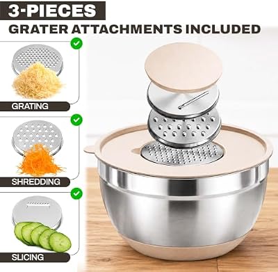 Four Flowers Stainless Steel Mixing Bowls with Lids, 11-Piece Nesting Set — view 4