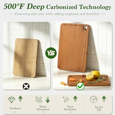 Bamboo Cutting Board 3-Piece Wooden Bread Boards for kitchen — view 4