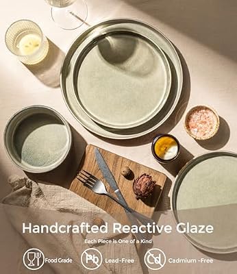 GBHOME Stoneware Dinnerware Sets for 6,18-Piece Plates and Bowls Set — view 3