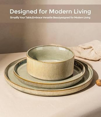 GBHOME Stoneware Dinnerware Sets for 6,18-Piece Plates and Bowls Set — view 4