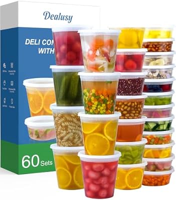 Dealusy 60 Set Deli Containers with Lids, 32/16/8 oz X 20 Set Each — view 2