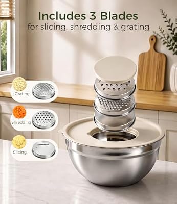 Stainless Steel Mixing Bowls: 6 Nesting Bowls with Lids & 3 Graters — view 4