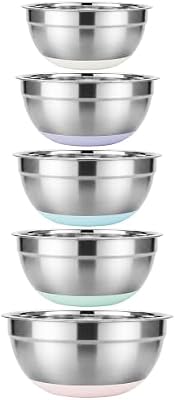 5PCS Stainless Steel Mixing Bowls Set With Non-Slip Silicone Base — view 2