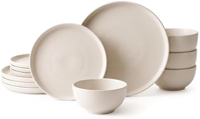 Stoneware Dinnerware Sets Service for 4, 12 pcs Plates and Bowls Set — view 2
