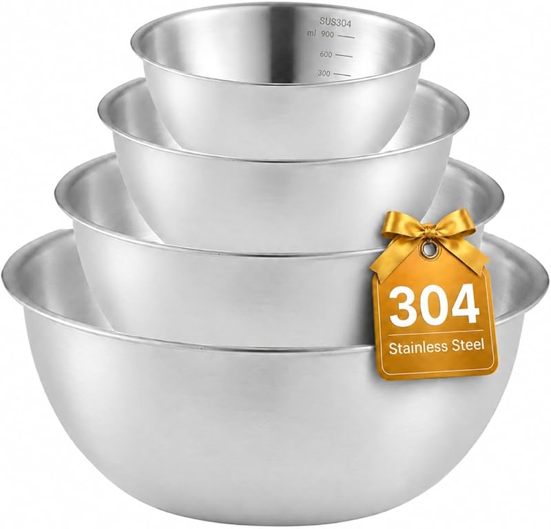 Stainless Steel Mixing Bowls Set,4 Pcs Meal Prep & Food Storage